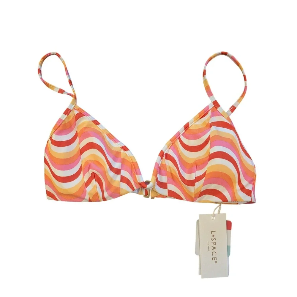 L*Space Helena Top By The Waves Retro Bikini Swim Small NEW 70s Resortwear Boho